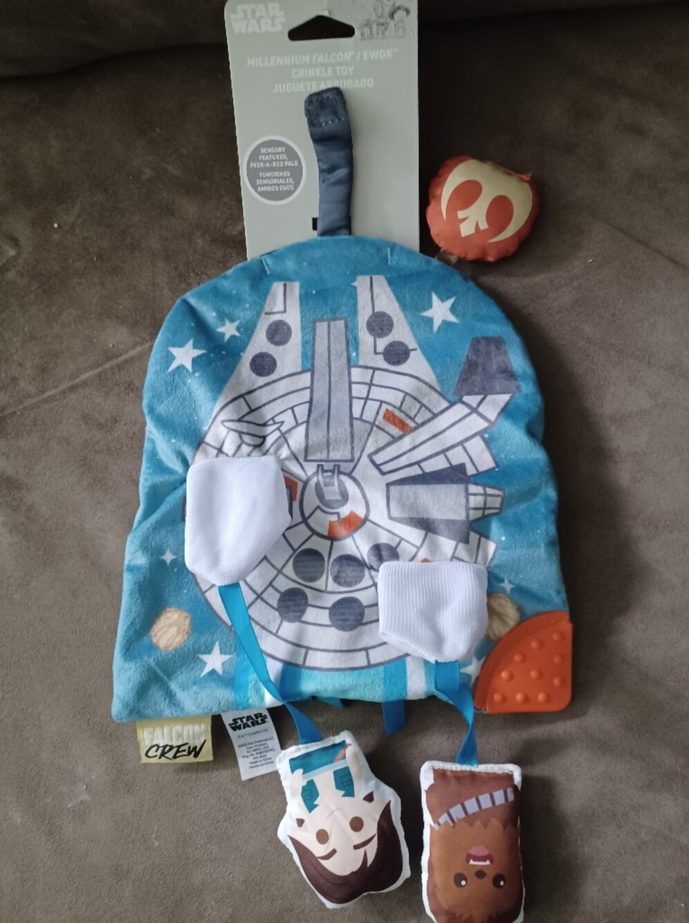 Star Wars Blue Space Bib with Falcon Graphic and Orange Teether
